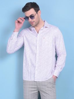 CRIMSOUNE CLUB - Mens Purple Floral Print Cotton Shirt