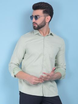 CRIMSOUNE CLUB - Mens Green Floral Print Cotton Shirt