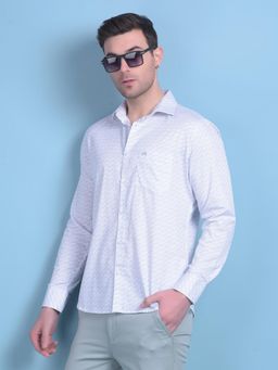CRIMSOUNE CLUB - Mens White Printed Cotton Shirt