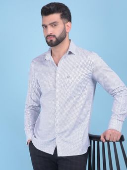 CRIMSOUNE CLUB - Mens White Printed Cotton Shirt