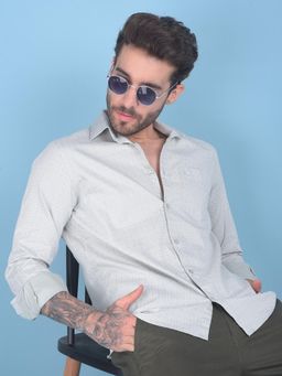 CRIMSOUNE CLUB - Mens Printed Green Cotton Shirt