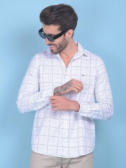 CRIMSOUNE CLUB - Mens Checks White Cotton Shirt