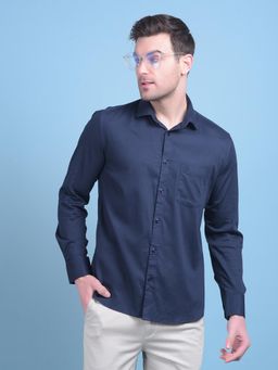 CRIMSOUNE CLUB - Mens Navy Blue Cotton Shirt