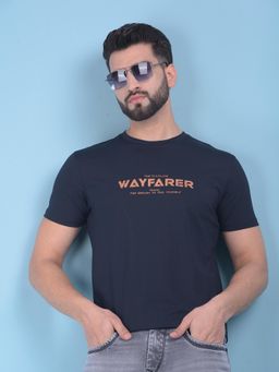 CRIMSOUNE CLUB - Mens Blue Typographic Print T-Shirt
