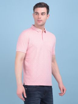 CRIMSOUNE CLUB - Mens Printed Pink Polo T-Shirt