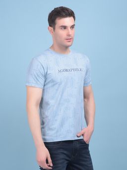 CRIMSOUNE CLUB - Mens Blue Floral Print T-Shirt