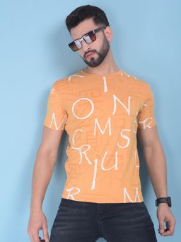 CRIMSOUNE CLUB - Mens Yellow Typographic Print T-Shirt