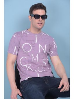 CRIMSOUNE CLUB - Mens Purple Typographic Print Cotton T-Shirt