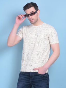 CRIMSOUNE CLUB - Mens Beige Printed T-Shirt