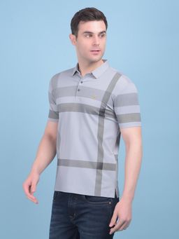CRIMSOUNE CLUB - Mens Grey Plain Check Polo T-Shirt