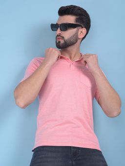 CRIMSOUNE CLUB - Mens Peach Cotton Polo T-Shirt