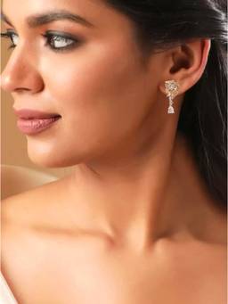 JYONA - Rose Gold-Plated Western Cutout Flower Pear Cut Accent