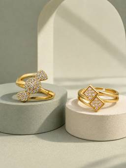 Zeraki Jewels - Band and Floris Rings (Pack of 2)