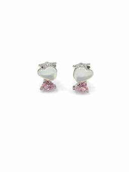 MINOUS - Silver Blush Heart Duo Studs