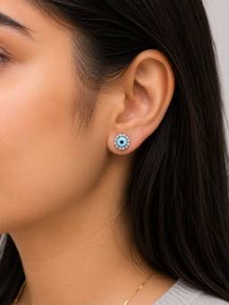 MINOUS - Silver Evil Eye Bloom Studs