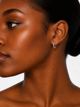 MINOUS - Silver CZ Huggie Hoop Earrings
