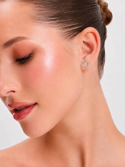 MINOUS - Silver Circle Halo Stud Earrings