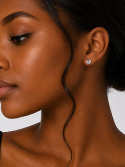 MINOUS - Silver Minimal Heart Stud Earrings