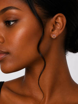 MINOUS - Silver Red Heart Hoop Stud Earrings