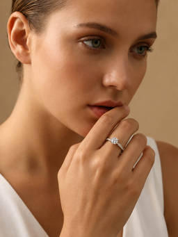 MINOUS - 925 Silver Sparkling Cushion Adjustable Ring
