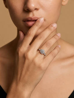 MINOUS - 925 Silver Floral Cluster Adjustable Ring