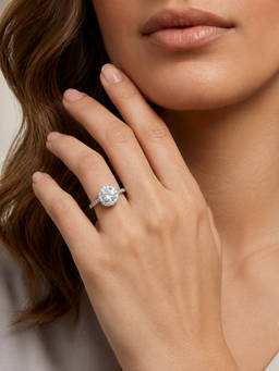 MINOUS - 925 Silver Oval Halo Adjustable Ring