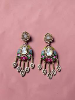 Rebekah - Multi Flora Kundan Statement Earrings