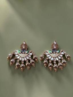 Rebekah - Royal Cream Meenakari Kundan Earrings