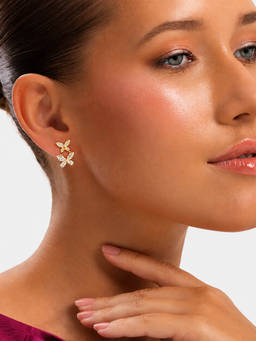 MINOUS - Silver Golden Flutter Drop Earrings