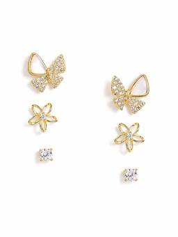 MINOUS - Silver Elegant Triple Stud Set of 3 (Pack of 3)