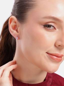 MINOUS - Silver Celeste Heart Glow Studs