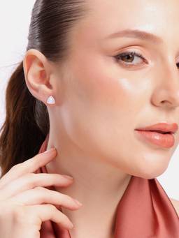 MINOUS - Silver Minimal Luxe MOP Triangle Studs