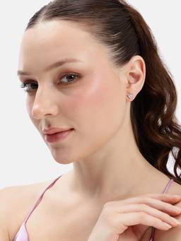 MINOUS - Silver Starry Heart Sparkle Studs