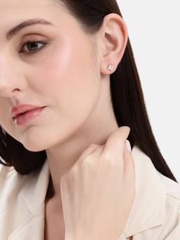 MINOUS - Silver Royal Square Crystal Earrings