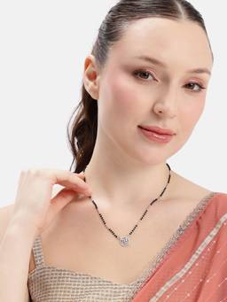 MINOUS - 925 Silver Square Mosaic Centre Solitaire Mangal Sutra
