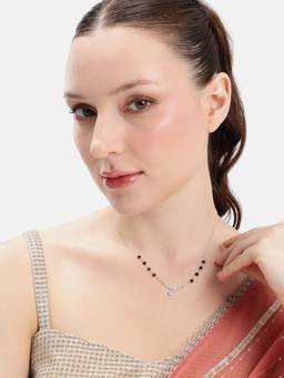 MINOUS - 925 Silver Love Round Square Drop Mangal Sutra