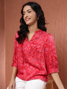 Fabindia - Pink Rayon Blend Printed Top