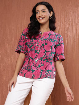Fabindia - Pink Cotton Printed Top