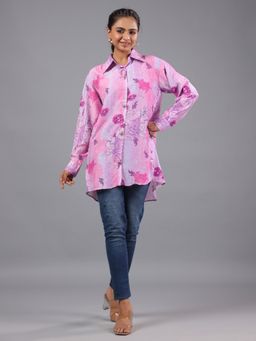 Inc.5 - Lavender Abstract Shirt Style Top