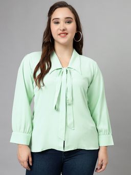 Curvy Lane - Plus Size Tie-Up Details Shirt Style Top