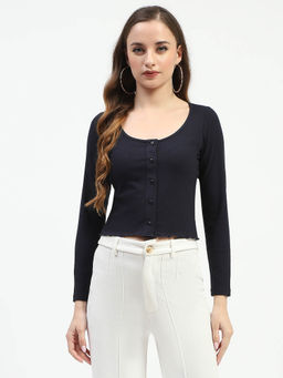 Madame - Women Solid Navy Top