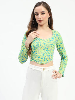 Madame - Women Printed Green Top