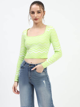 Madame - Women Printed Florescent Green Top