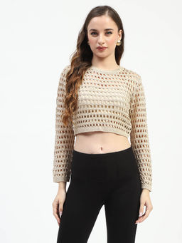 Madame - Women Self Design Fawn Top