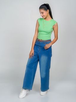 Zink London - Women Green Solid Basic Top