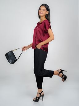 Zink London - Women Maroon Solid Basic Top