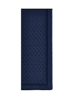 Guess - Navy Blue Polyester Logo Men Scarf