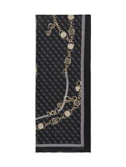 Guess - Black Viscose Logo Women Scarf