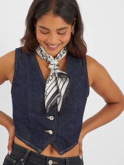 Accessorize London - Women's Monochrome Chain Print Satin Scarf