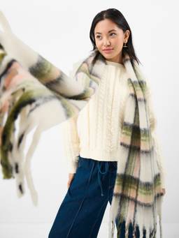 Accessorize London - Women's Pastel Multi Check Super Soft Blanket Scarf